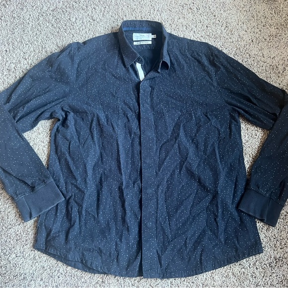 WRK Button Down Shirt XL The Reworked Shirt Black Speckled Snap Button - Picture 5 of 8